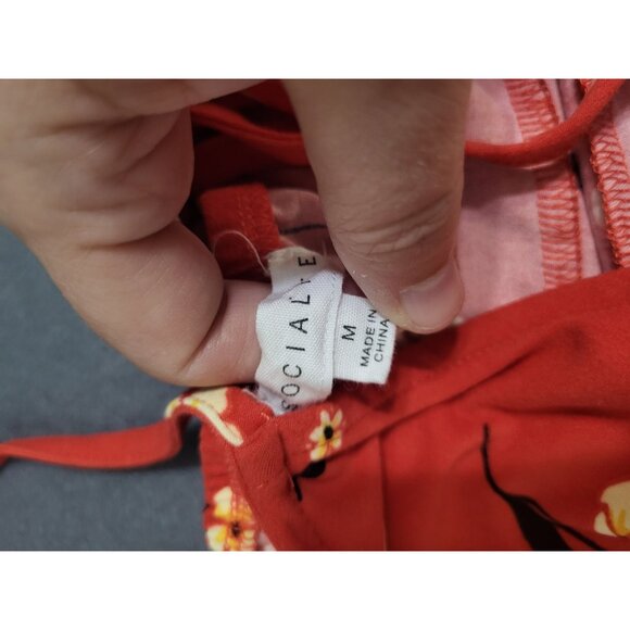 Red Floral Babydoll Cut Out Mini Sundress y2k skater Socialite sz M - Picture 9 of 12